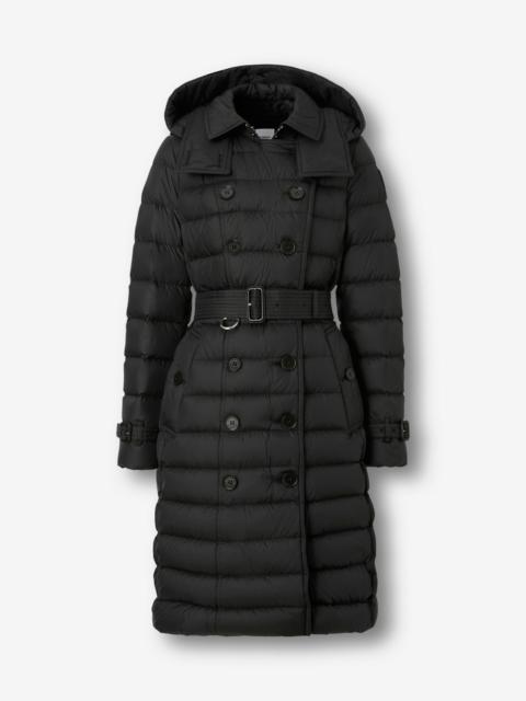 Detachable Hood Nylon Belted Puffer Coat