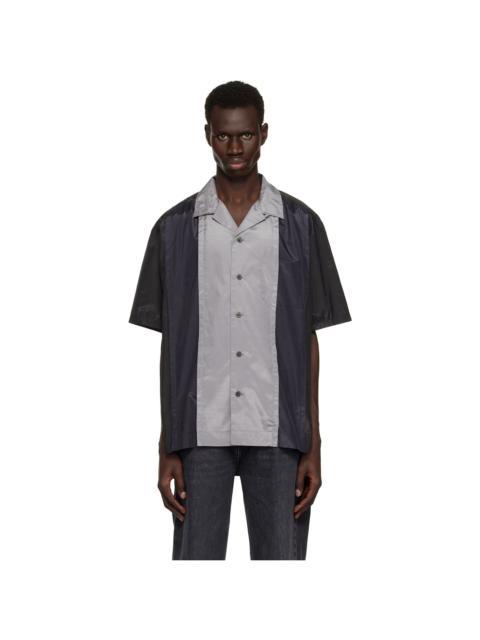 TOGA VIRILIS Black & Navy Polyester Cotton Taffeta Shirt