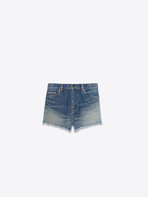 SAINT LAURENT raw-edge shorts in star light blue denim