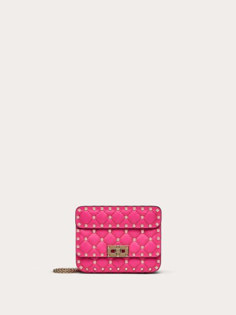 Mini Rockstud Spike fluo calfskin leather bag