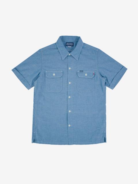 Iron Heart IHSH-388-BLU 4oz Selvedge Short Sleeved Summer Shirt - Blue