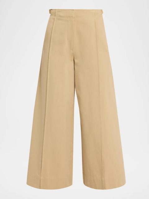 ULLA JOHNSON Sascha Cropped Wide-Leg Cotton Trousers
