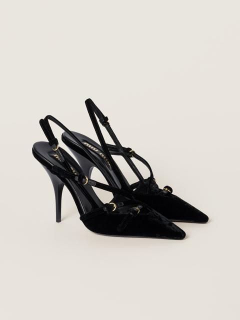 Miu Miu Velvet slingbacks with straps