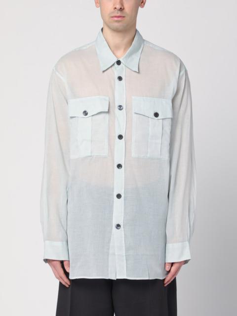 Dries Van Noten Light blue ice cotton shirt with pockets