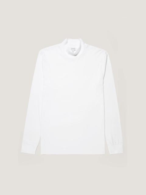 Sunspel Long Sleeve Brushed Cotton Mock Neck T‑shirt