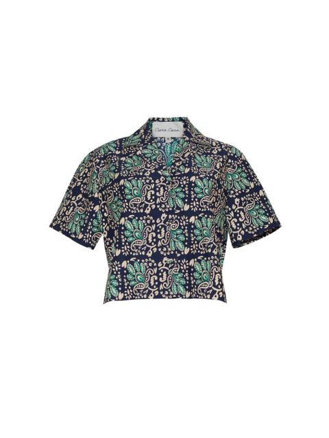 Cara Cara Kohut Top
Tomboy-Chic Cropped Button-Up in a Vibrant Print