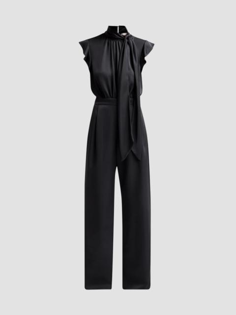 RAMY BROOK Women's Irene Satin Tieneck Draped Jumpsuit - Black