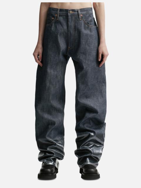 LACQUERED TURN-UP JEANS