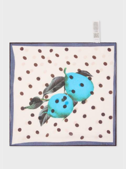 Paul Smith 'Pears and Polka Dot' Cotton Pocket Square
