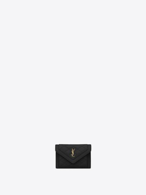 SAINT LAURENT gaby flap card case in quilted lambskin