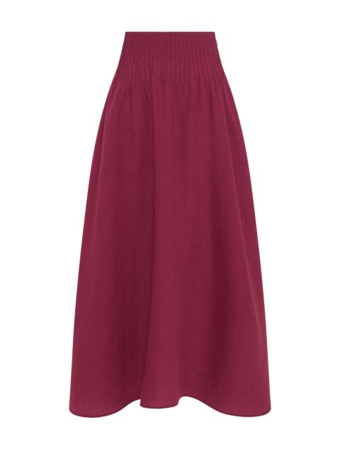 GABRIELA HEARST Penelope Midi Skirt in Raspberry Aloe Linen
