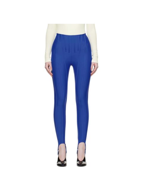 MUGLER SSENSE Exclusive Blue Corseted Leggings