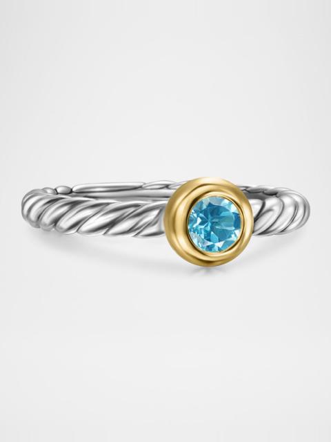 DAVID YURMAN Cable Flex Ring with Gemstone in Silver and 14K Gold, 2.8mm