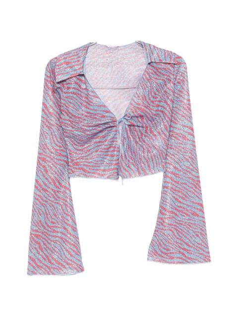 Oséree Oséree Animalier Zebra-print Slim-fit Top