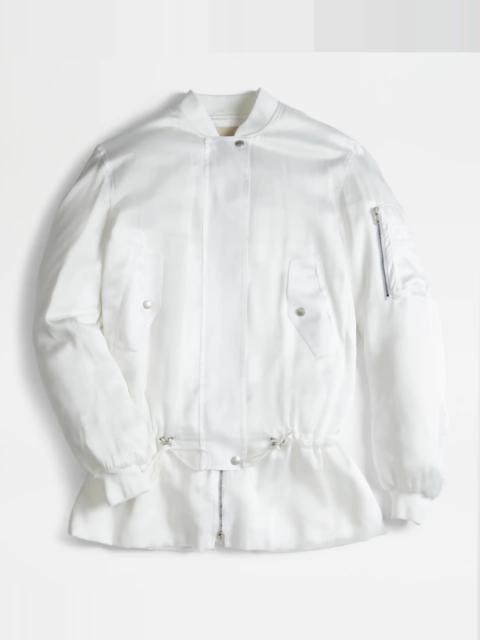 Tod's BOMBER JACKET WITH DRAWSTRING - WHITE