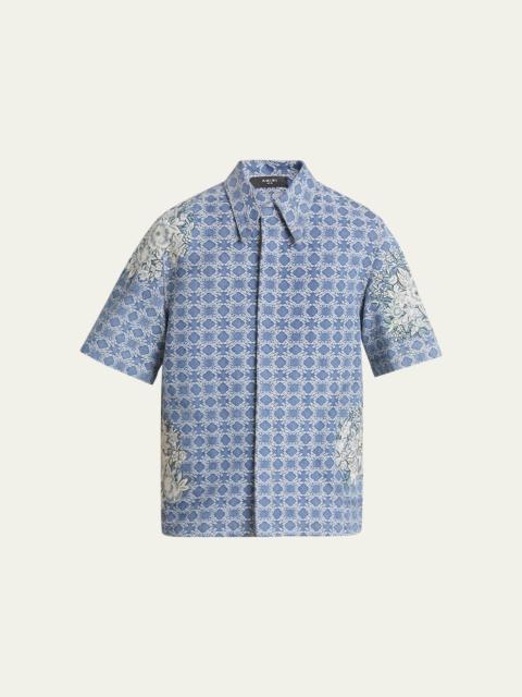 AMIRI Men's Floral Embroidered Sport Shirt