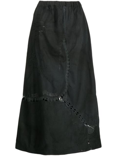 By Walid embroidered-detail cotton long skirt