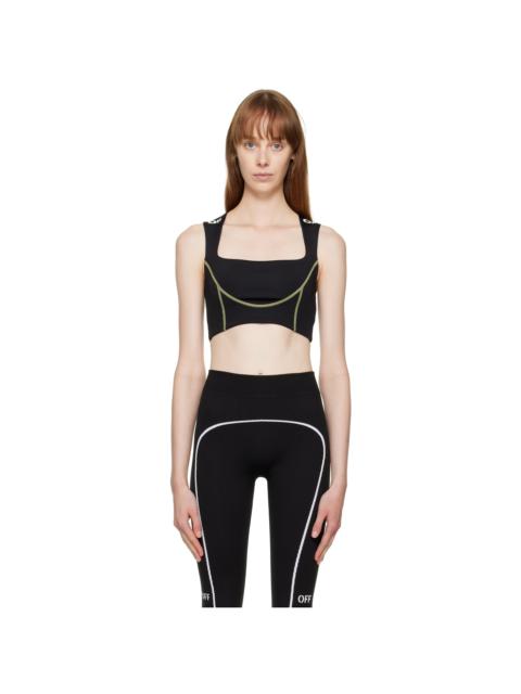 Black Contrast Stitch Sports Bra