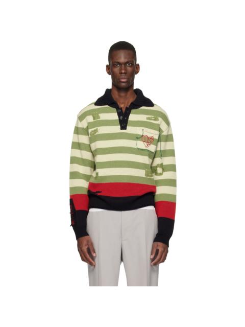 Andersson Bell Multicolor Stripe Damaged Polo