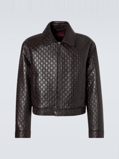 GUCCI GG debossed leather blouson jacket