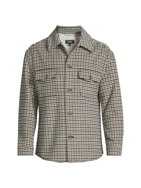REISS Men's Liam Houndstooth Wool-Blend Overshirt - Grey