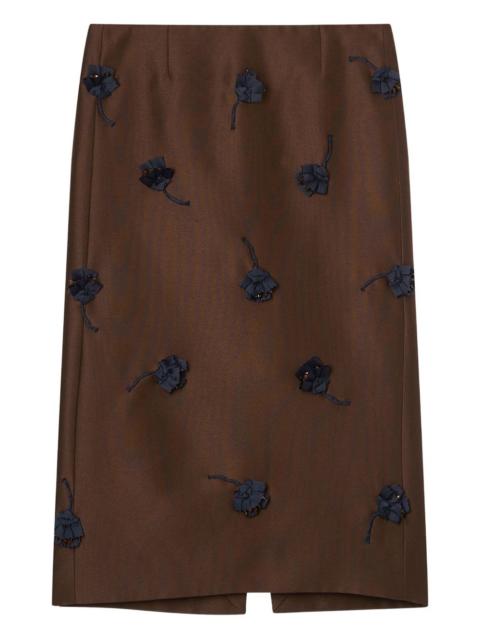 SHUSHU/TONG floral appliqué mid skirt