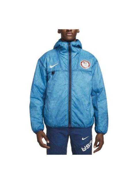 Nike Men's Nike SS22 Alphabet Printing Hooded h With Down Feather Blue Jacket DH1596-476