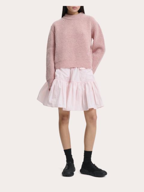 CECILIE BAHNSEN Bega Floral Appliqué Wool Mock Neck Sweater