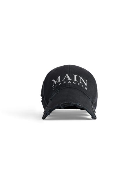 BALENCIAGA Men's Main Character Artwork Cap in Black Faded