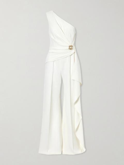ELIE SAAB One-shoulder Embellished Cady Jumpsuit