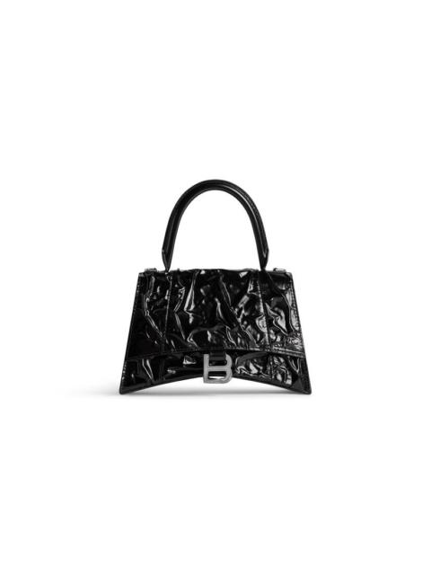 Women's Hourglass Small Handbag Crushed Effect  in Black