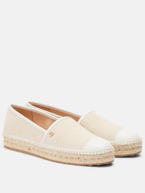 Gianvito Rossi Leather-trimmed canvas espadrilles