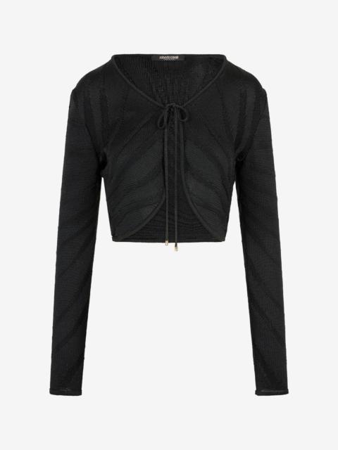 Roberto Cavalli Black Cropped Tie Front Cardigan