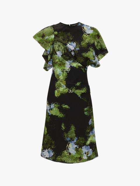 Victoria Beckham Twist Shoulder Dress In Black Frost