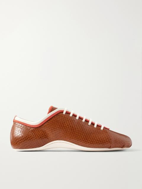 Dries Van Noten Snake-effect Leather Sneakers