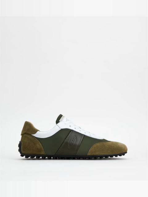 SNEAKERS IN SUEDE AND HIGH-TECH FABRIC - GREEN, WHITE