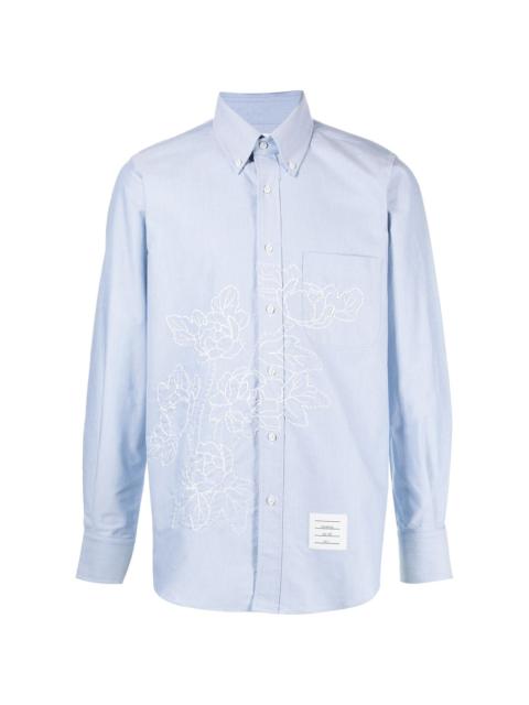 floral-embroidered long-sleeve shirt