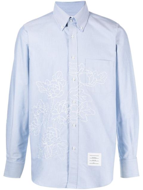 floral-embroidered long-sleeve shirt