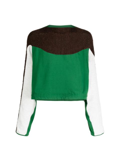 long-sleeve knitted-panel jumper
