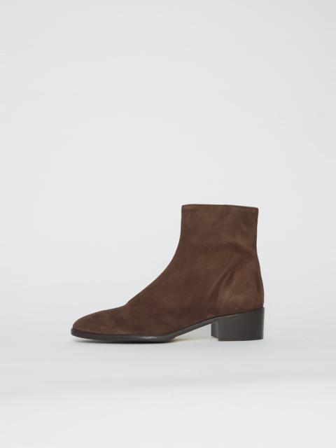 DUŠAN Suede Ankle Zip Boot — Chocolate