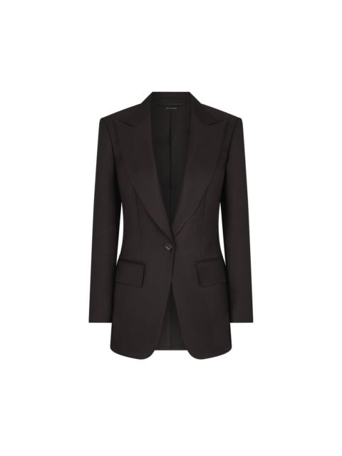 WOOL SILK TWILL "BIANCA" SINGLE BREASTED JACKET