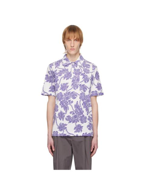 White & Purple Floral Polo