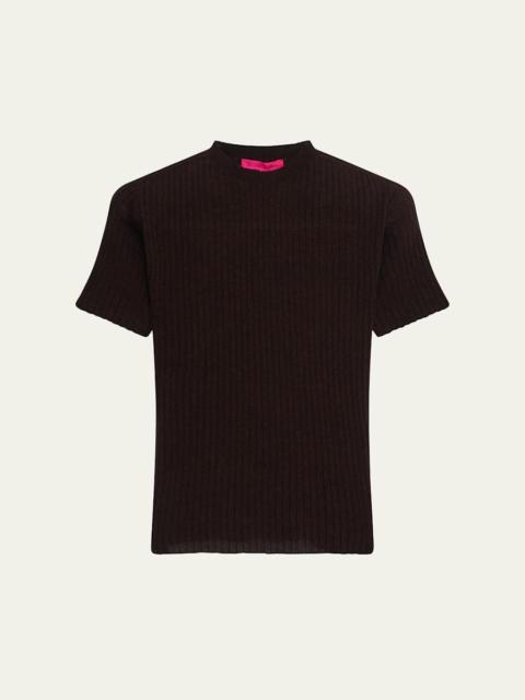 The Elder Statesman Ribbed Cashmere-Blend Crewneck Top