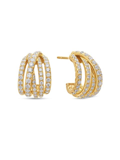 DAVID YURMAN Women's Pavé Crossover Shrimp Earrings in 18K Yellow Gold with Diamonds, 15.8mm - Diamond