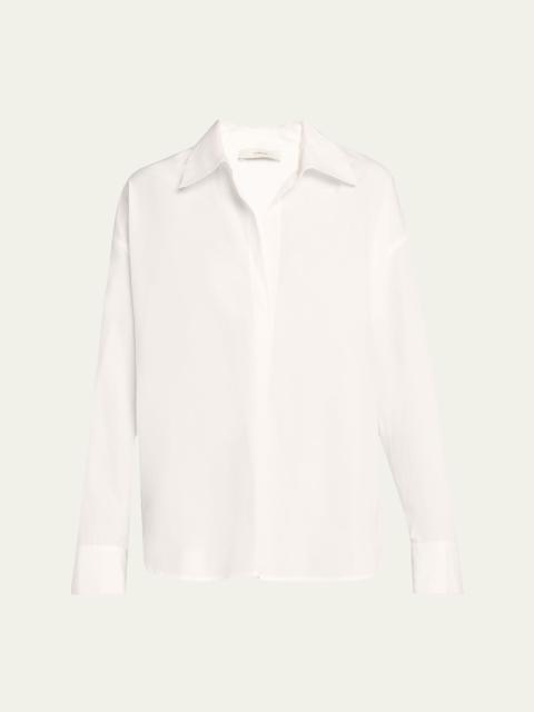 Half-Placket Long-Sleeve Cotton Shirt