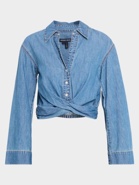 VERONICA BEARD Timothy Twist-Front Denim Shirt