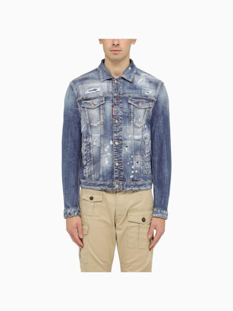 Navy jeans jacket with tears