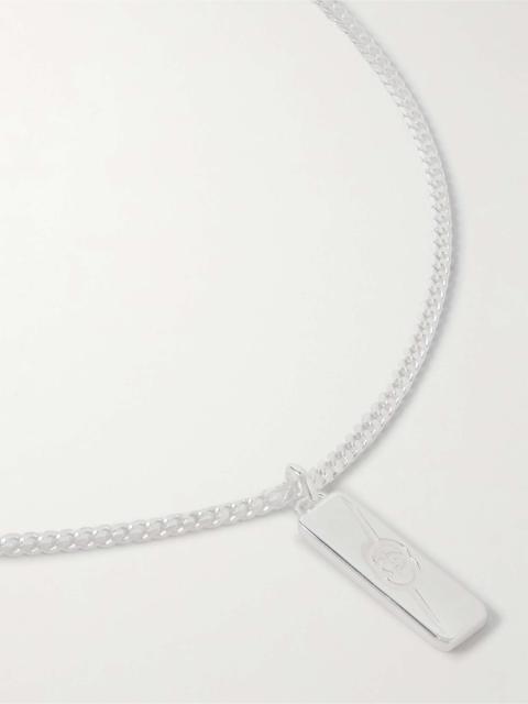 GUCCI Logo-Engraved Sterling Silver Pendant Necklace