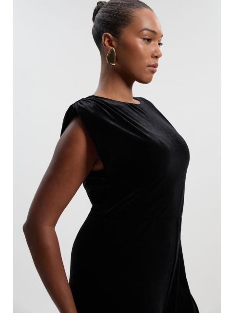 KAREN MILLEN Plus Size Stretch Velvet Strong Shoulder Jumpsuit