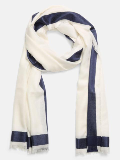Vince Border-Stripe Cashmere-Silk Satin Scarf